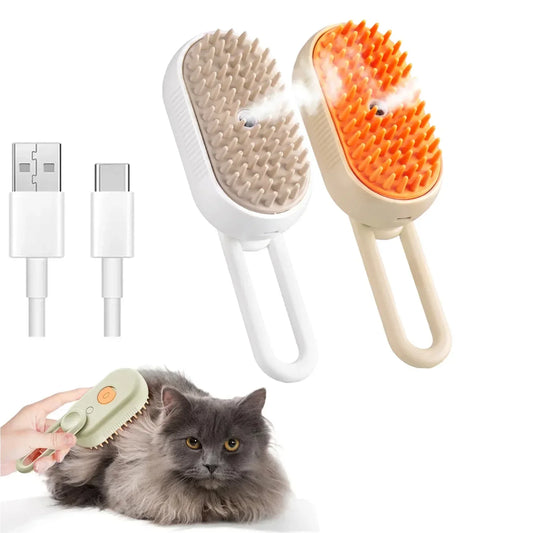 Electric Cat Grooming Brush with Steam Spray – 3‑in‑1 Rechargeable Hair Removal Comb