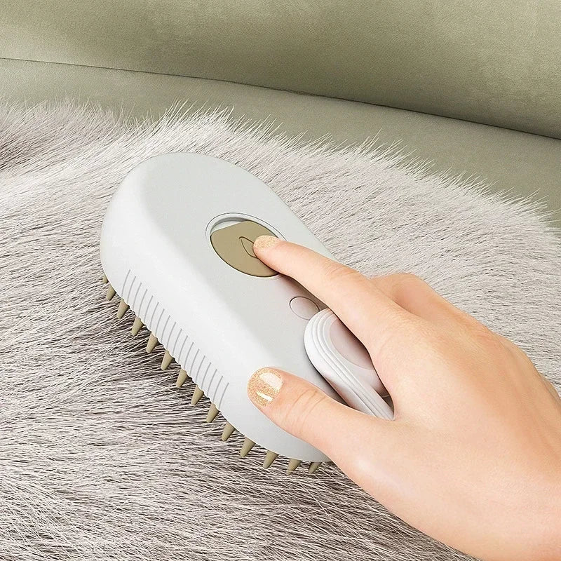 Electric Cat Grooming Brush with Steam Spray – 3‑in‑1 Rechargeable Hair Removal Comb