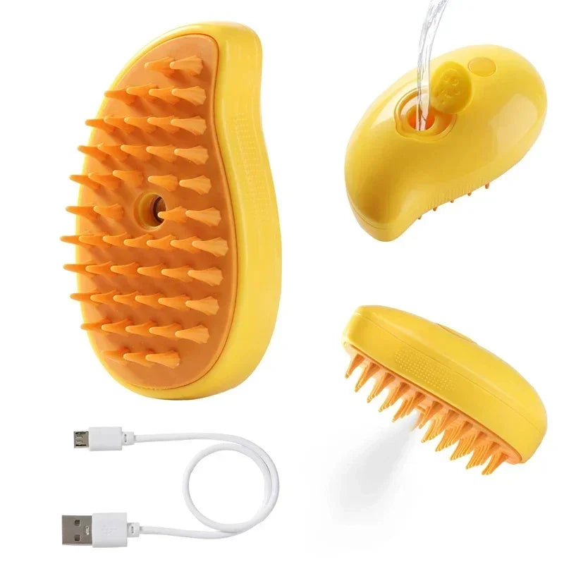 Electric Cat Grooming Brush with Steam Spray – 3‑in‑1 Rechargeable Hair Removal Comb