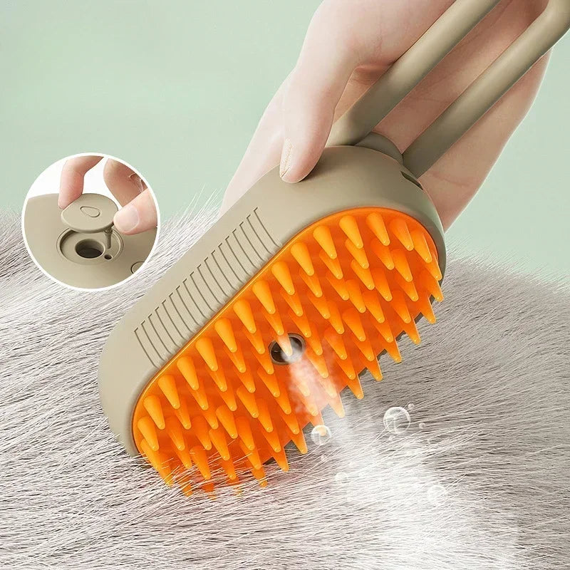 Electric Cat Grooming Brush with Steam Spray – 3‑in‑1 Rechargeable Hair Removal Comb