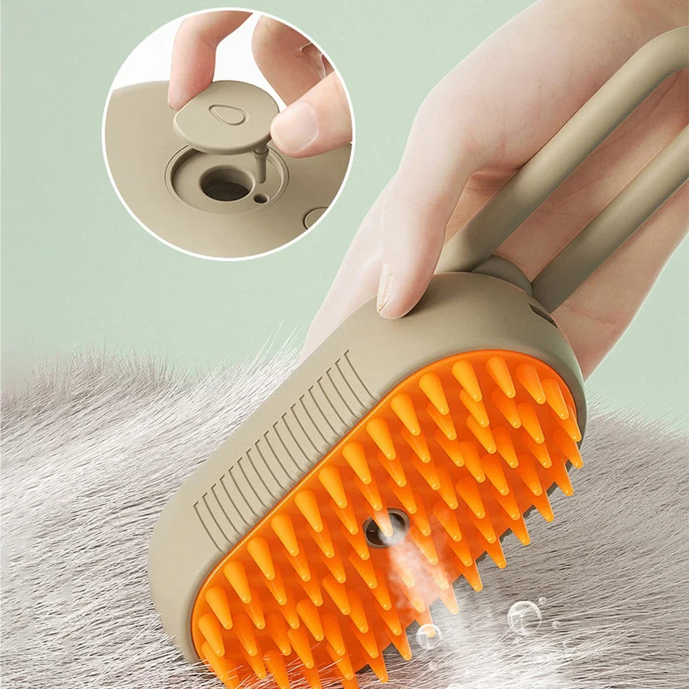 Electric Cat Grooming Brush with Steam Spray – 3‑in‑1 Rechargeable Hair Removal Comb